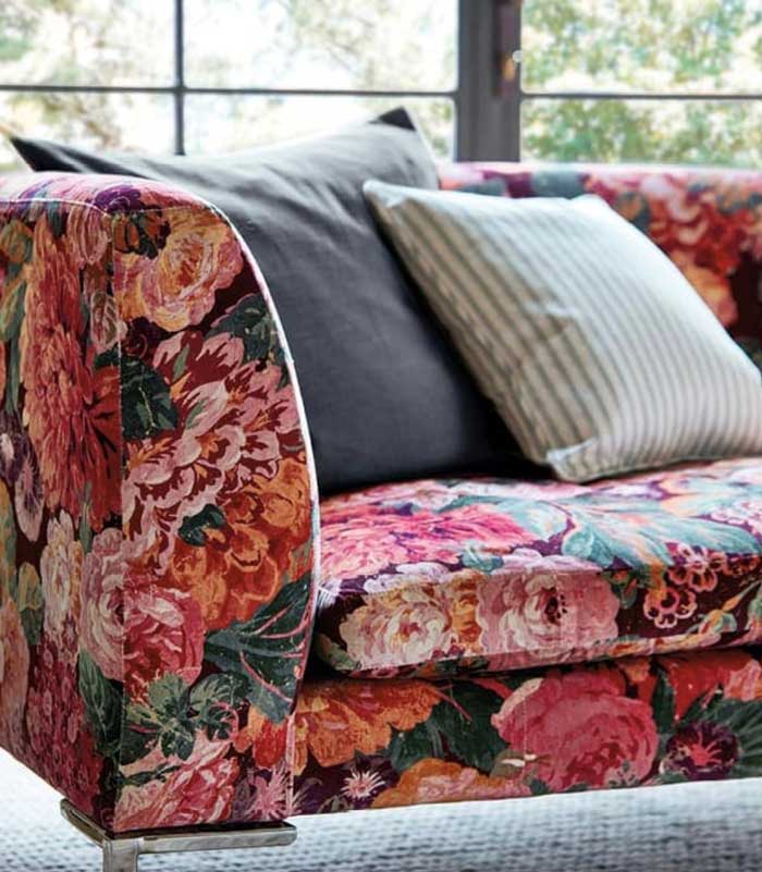 Pink deals floral sofa