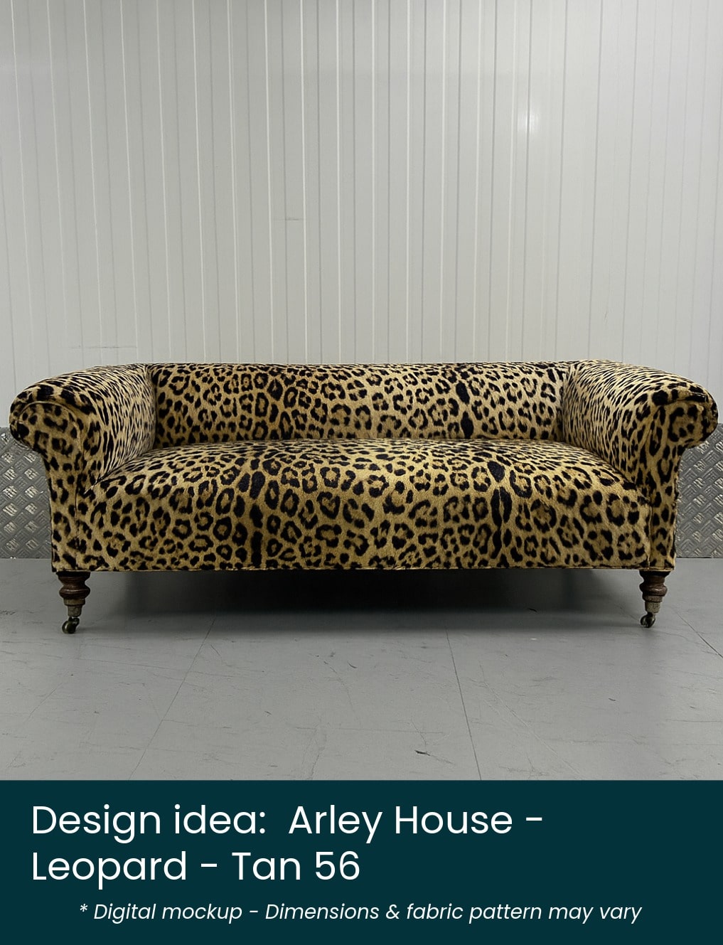 Arley House – leopard – label Antique Chesterfield mocked-up with a Arley House - Leopard fabric