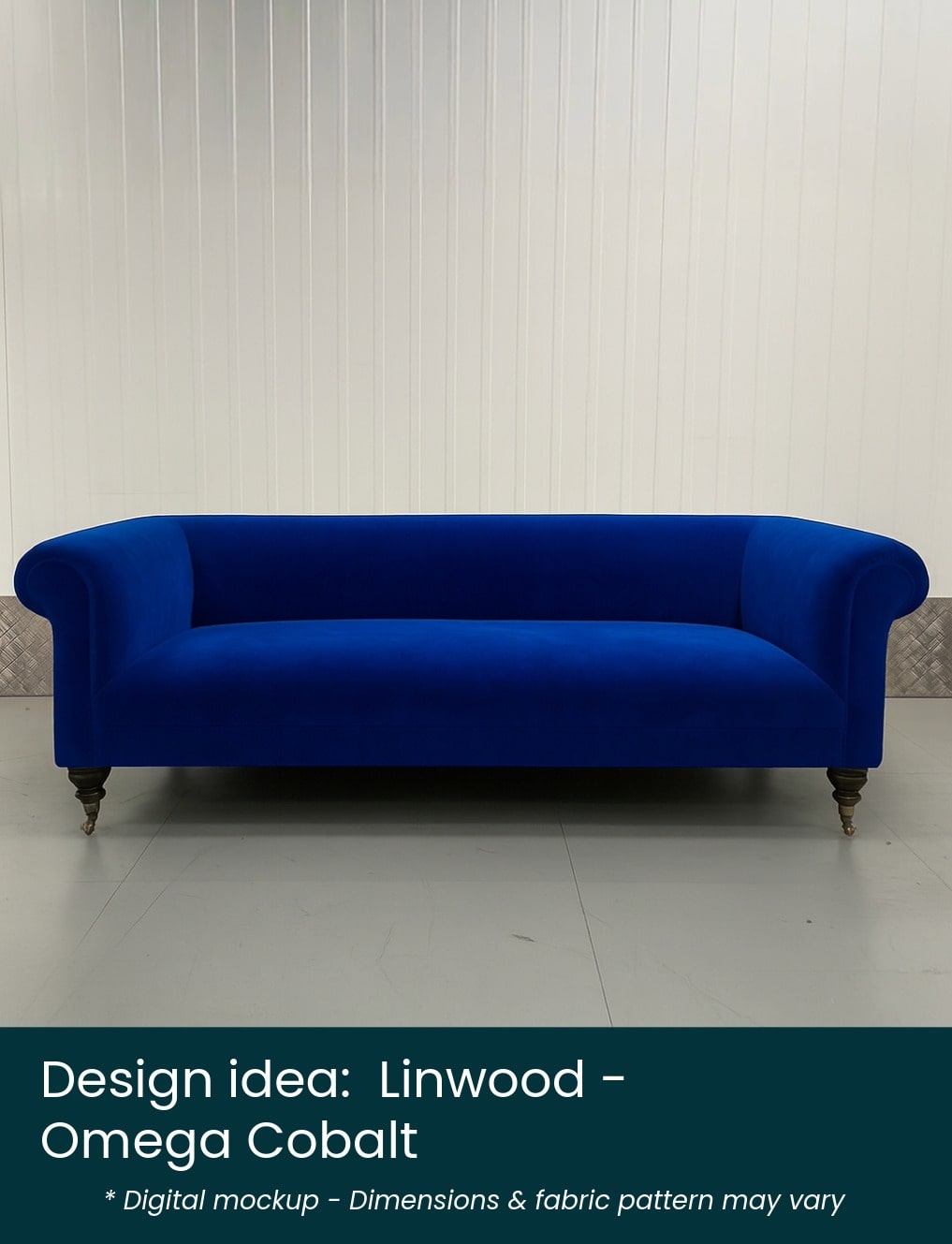 Linwood – Omega Cobalt – label Antique Chesterfield mocked-up with a Omega Cobalt fabric