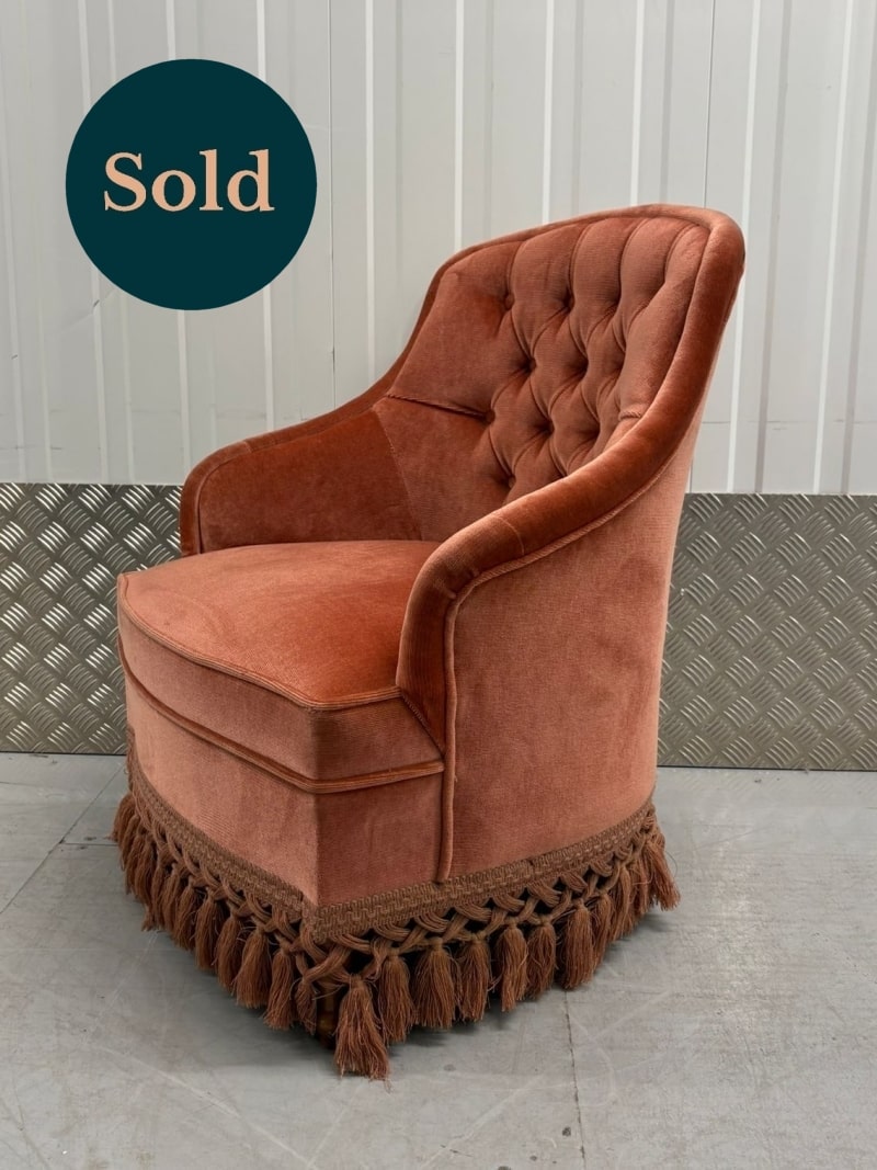 Vintage button backed chair for reupholstery 03 sold
